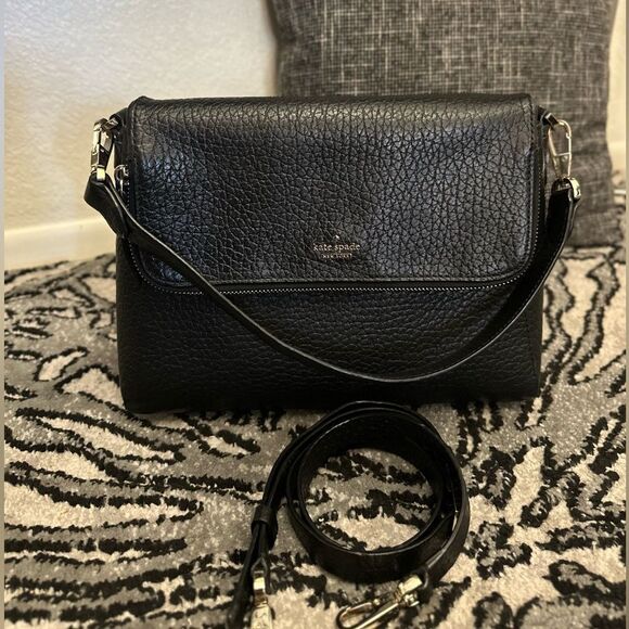 Kate Spade Carter Street Georgia Leather Shoulder Bag Crossbody Black - Picture 3 of 12
